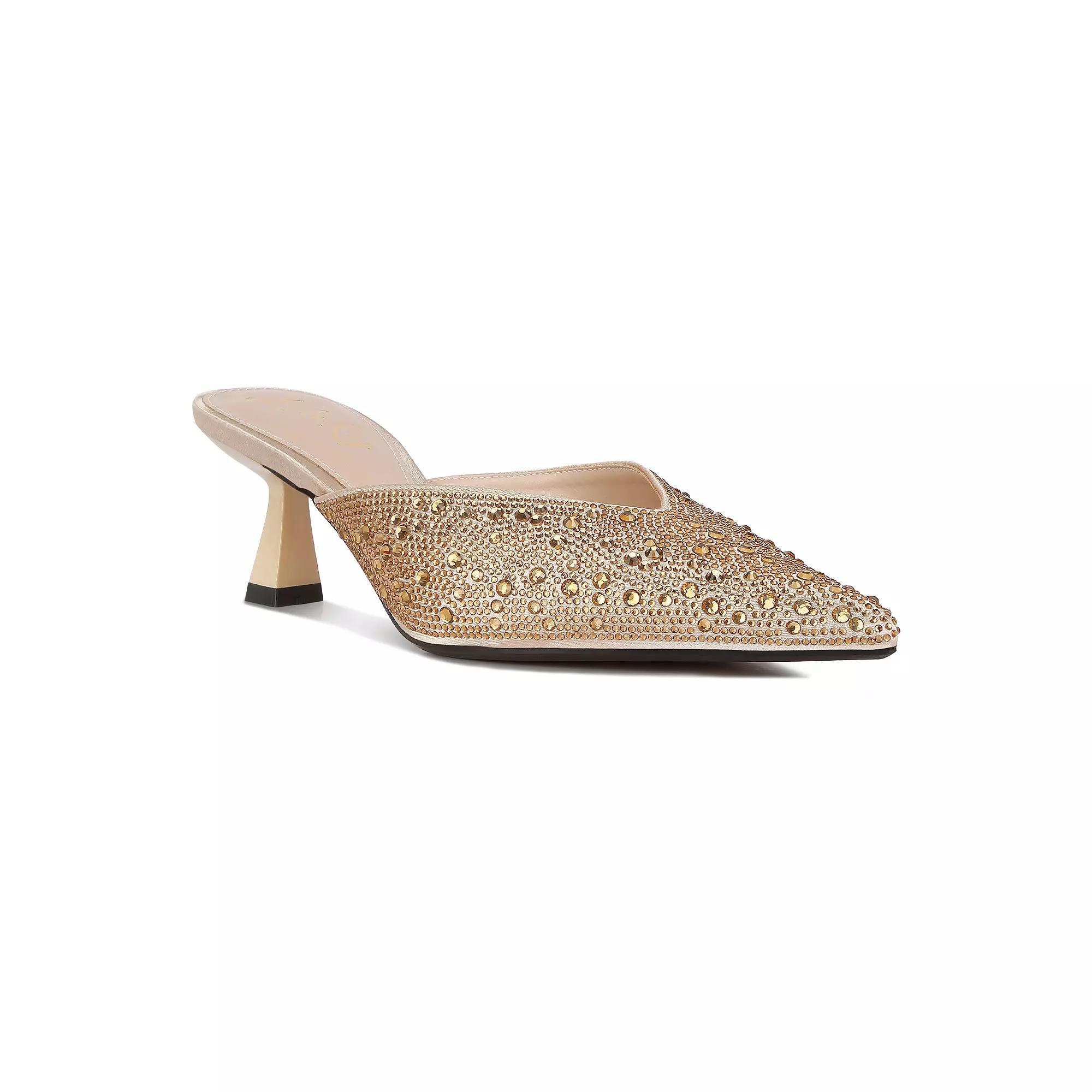 London Rag Women's Heeled Mules, Size: 6, Gold Product Image