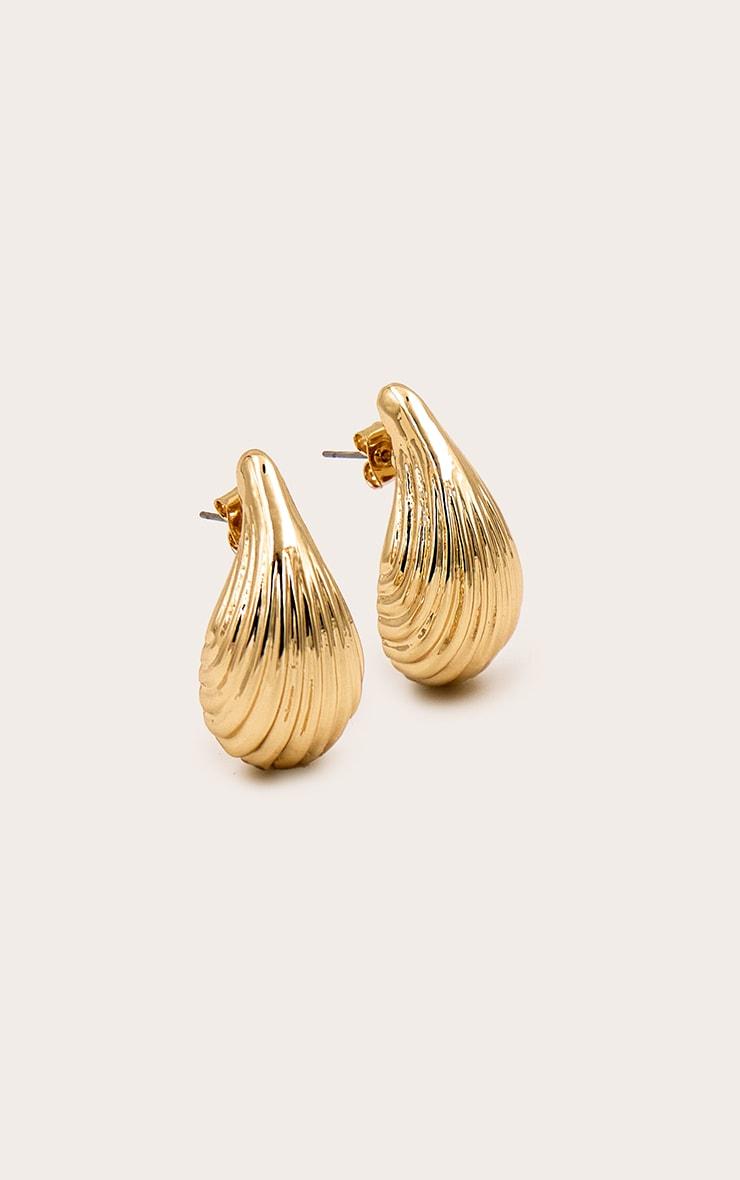 Gold Ridge Tear Drop Stud Earrings Product Image