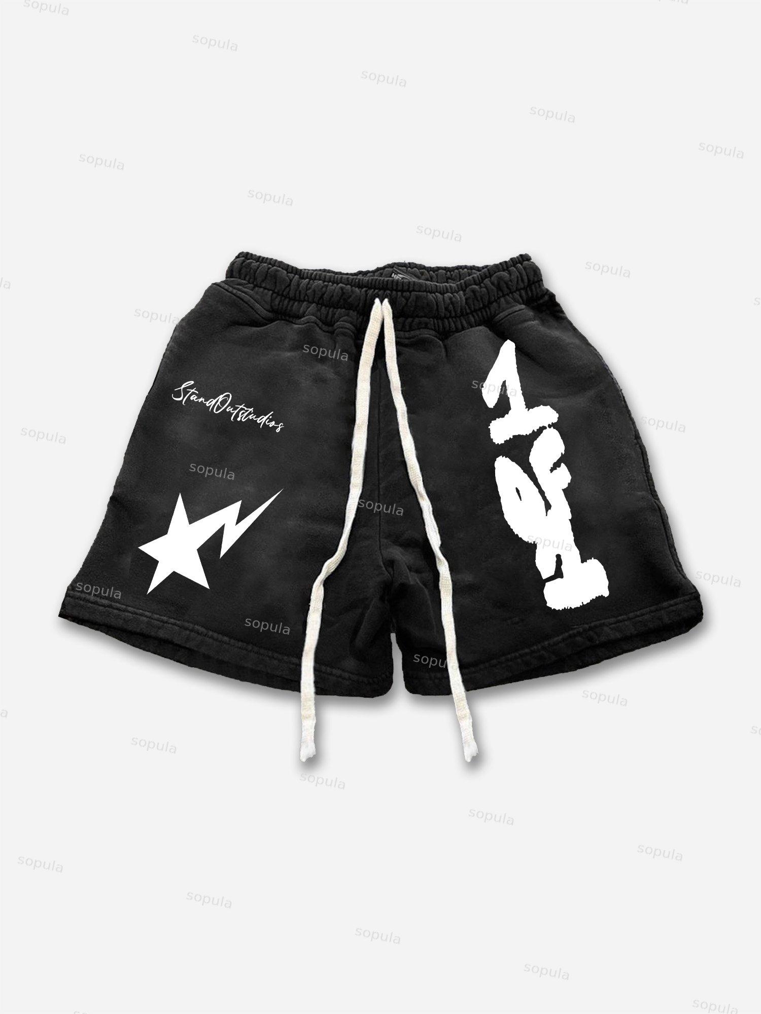 Vintage Shooting Star Graphic Casual Fashion Shorts Product Image