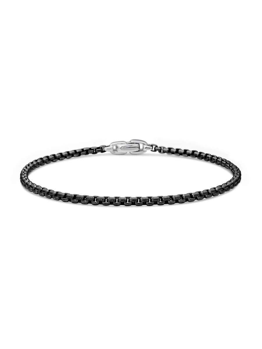 Mens Box Chain Bracelet in Stainless Steel and Sterling Silver Product Image