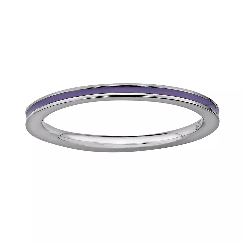 Stacks & Stones Sterling Silver Purple Enamel Stack Ring, Women's, Size: 7 Product Image