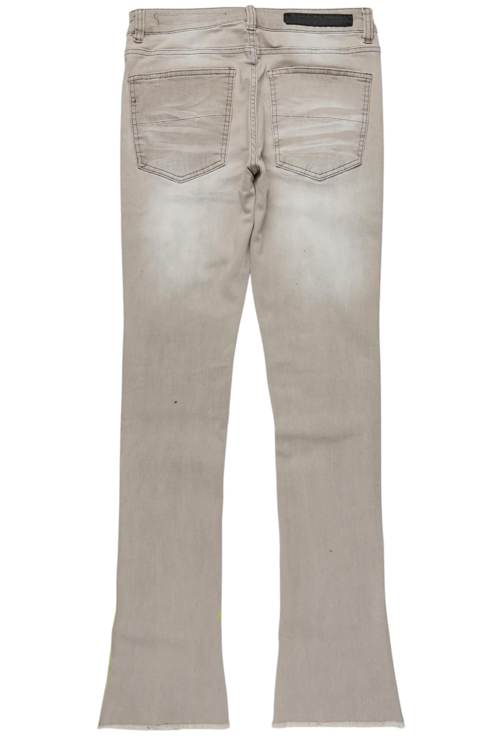 Edge Grey/Yellow Roller Paint Stacked Flare Jean Male Product Image
