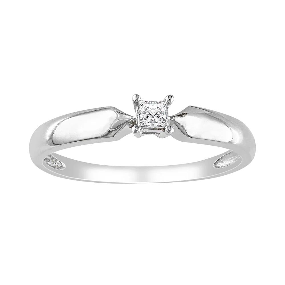 Stella Grace Sterling Silver 1/10-ct. T.W. Princess-Cut Diamond Solitaire Ring, Women's,  Product Image