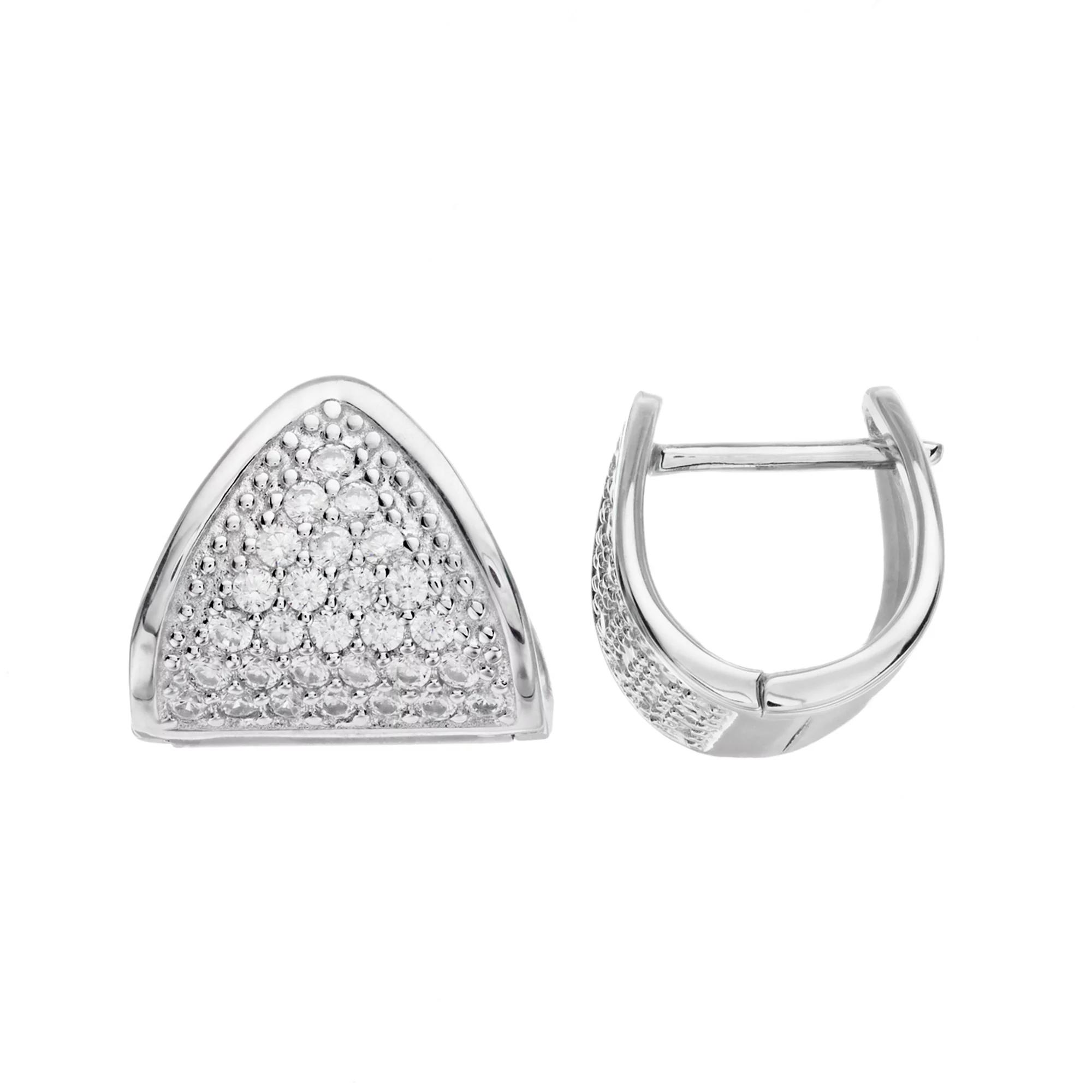 Rosabella Sterling Silver Cubic Zirconia Huggie Hoop Earrings, Women's Product Image