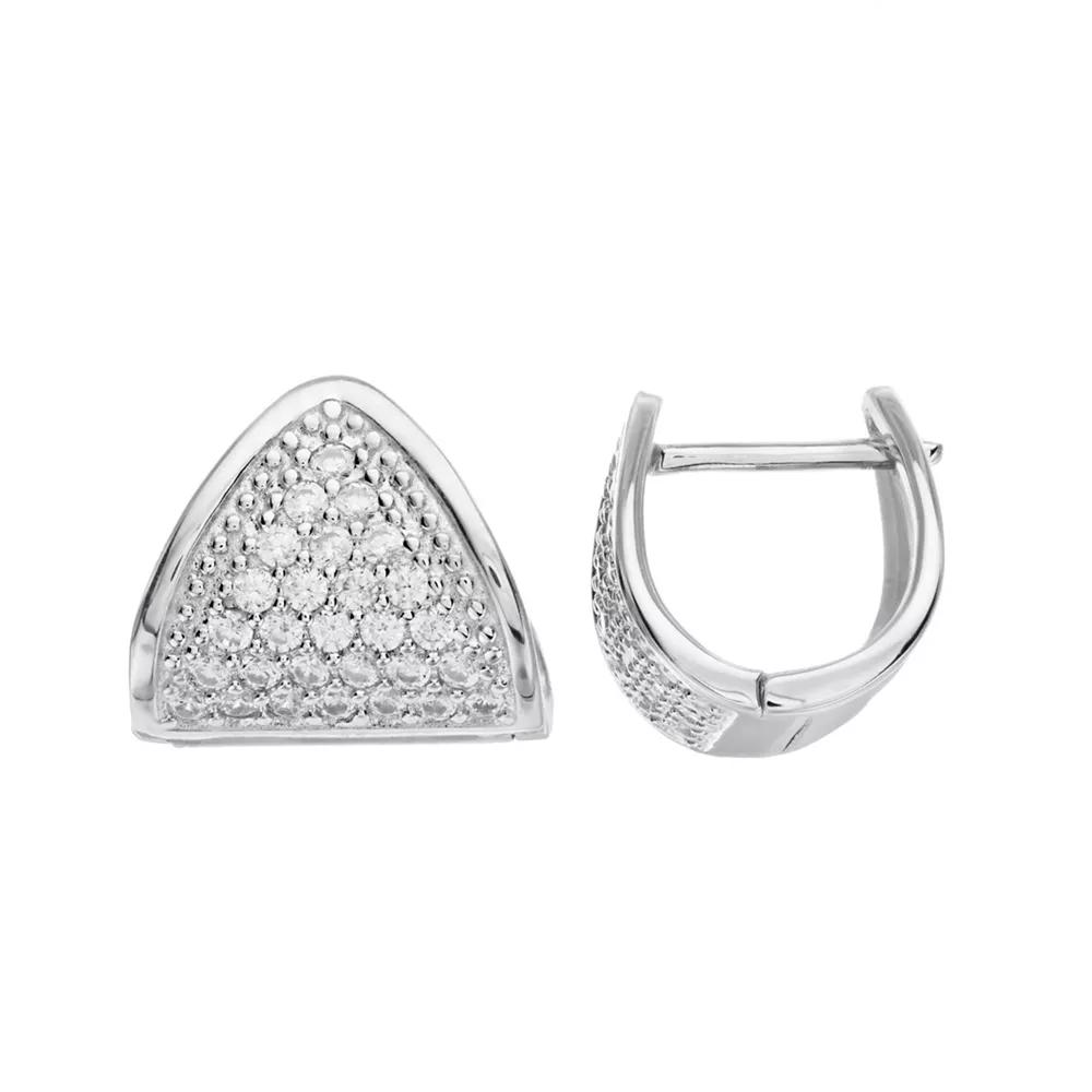 Rosabella Sterling Silver Cubic Zirconia Huggie Hoop Earrings, Women's Product Image