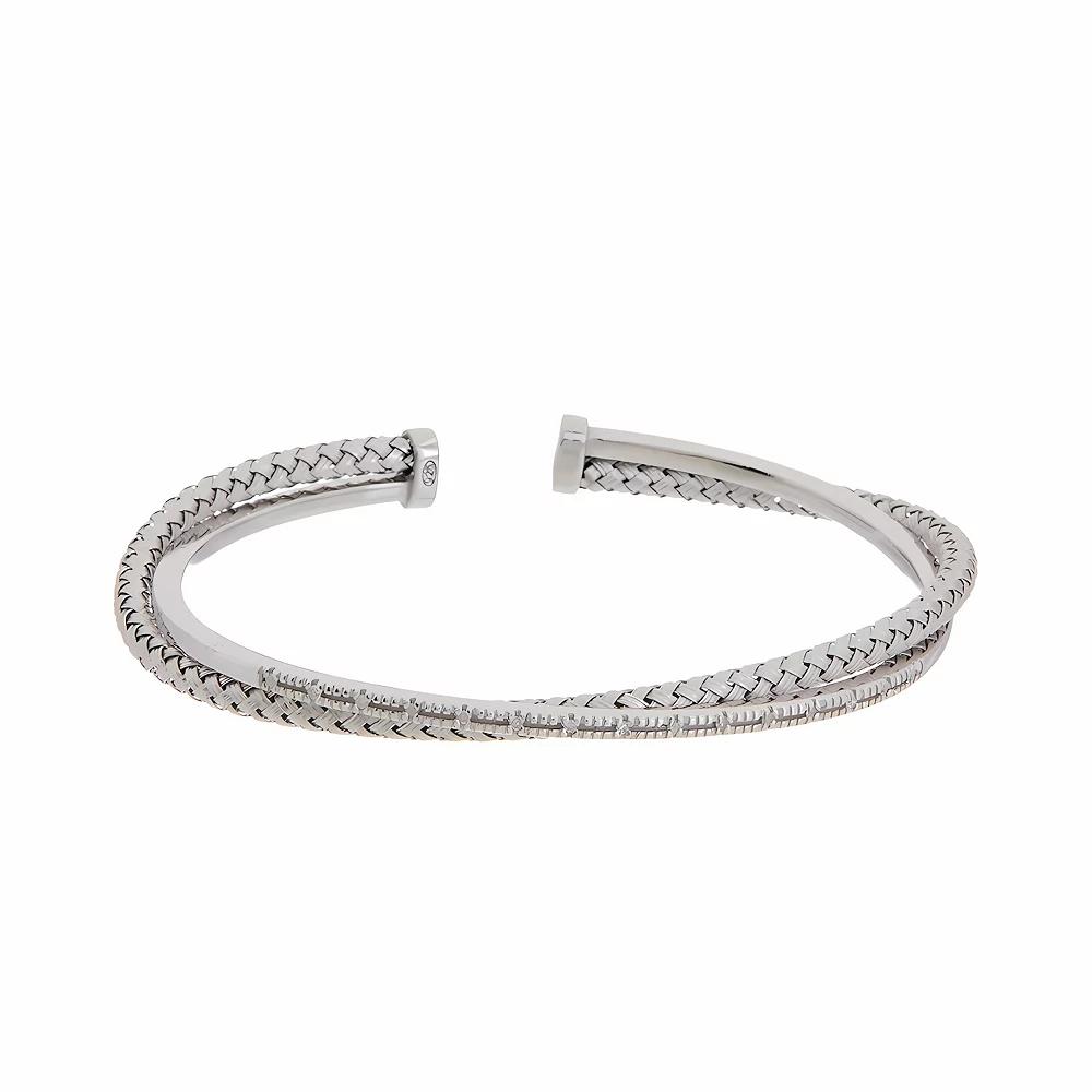 Meshmerise 1/10 Carat T.W. Diamond Twist Cuff Bracelet, Women's, Size: 7", Silver Tone Product Image