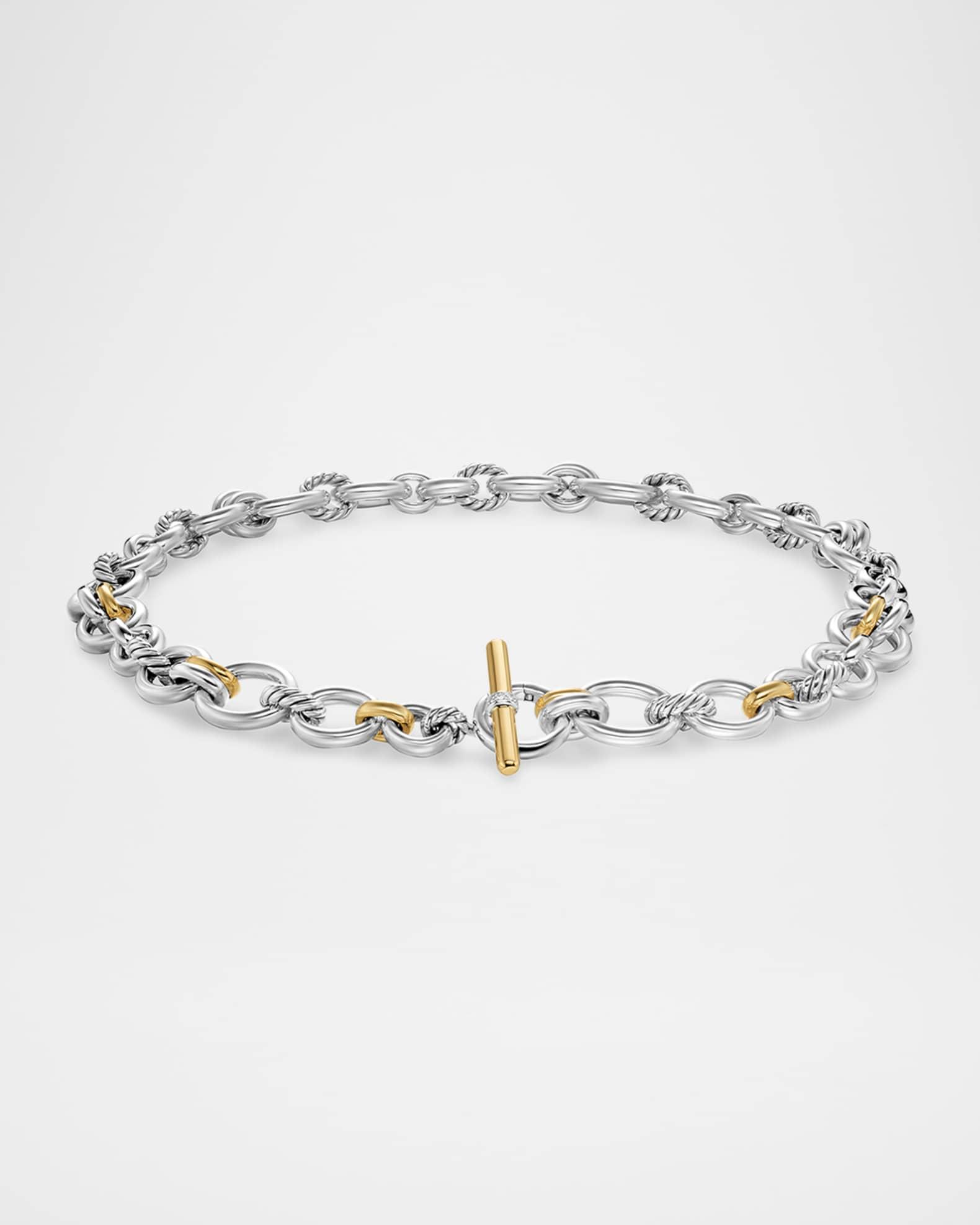 DY Mercer Chain Necklace with Diamonds and 18K Gold in Silver, 20mm Product Image