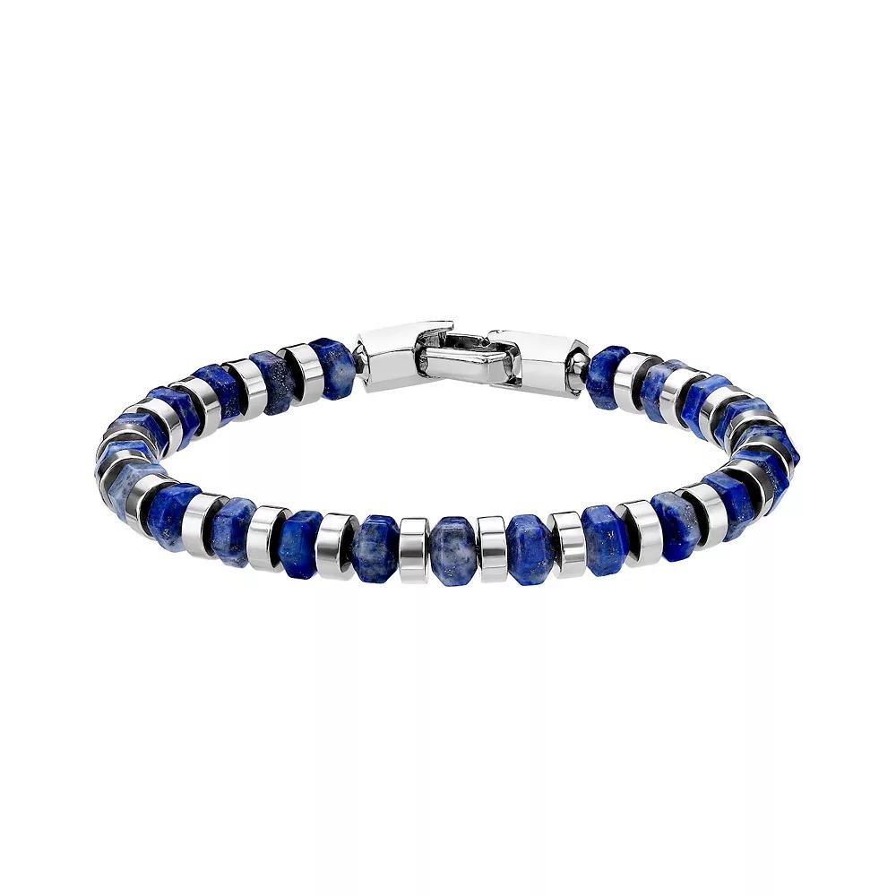 Men's LYNX Stainless Steel Blue Lapis Bracelet, Size: 8.5" Product Image