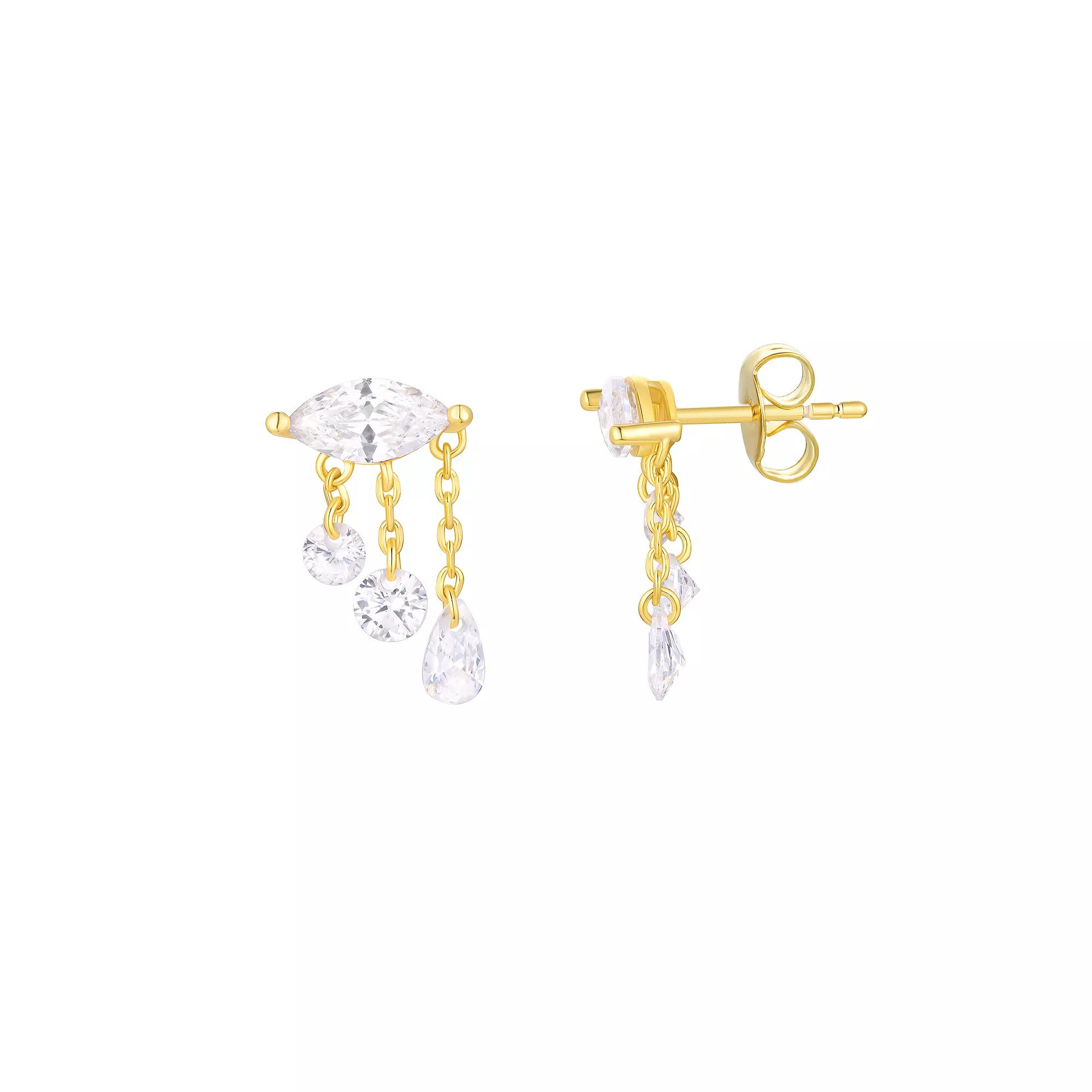 Taylor Grace 14k Gold Plated Marquise Cubic Zirconia Dangle Stud Earrings, Women's, Gold Tone Product Image