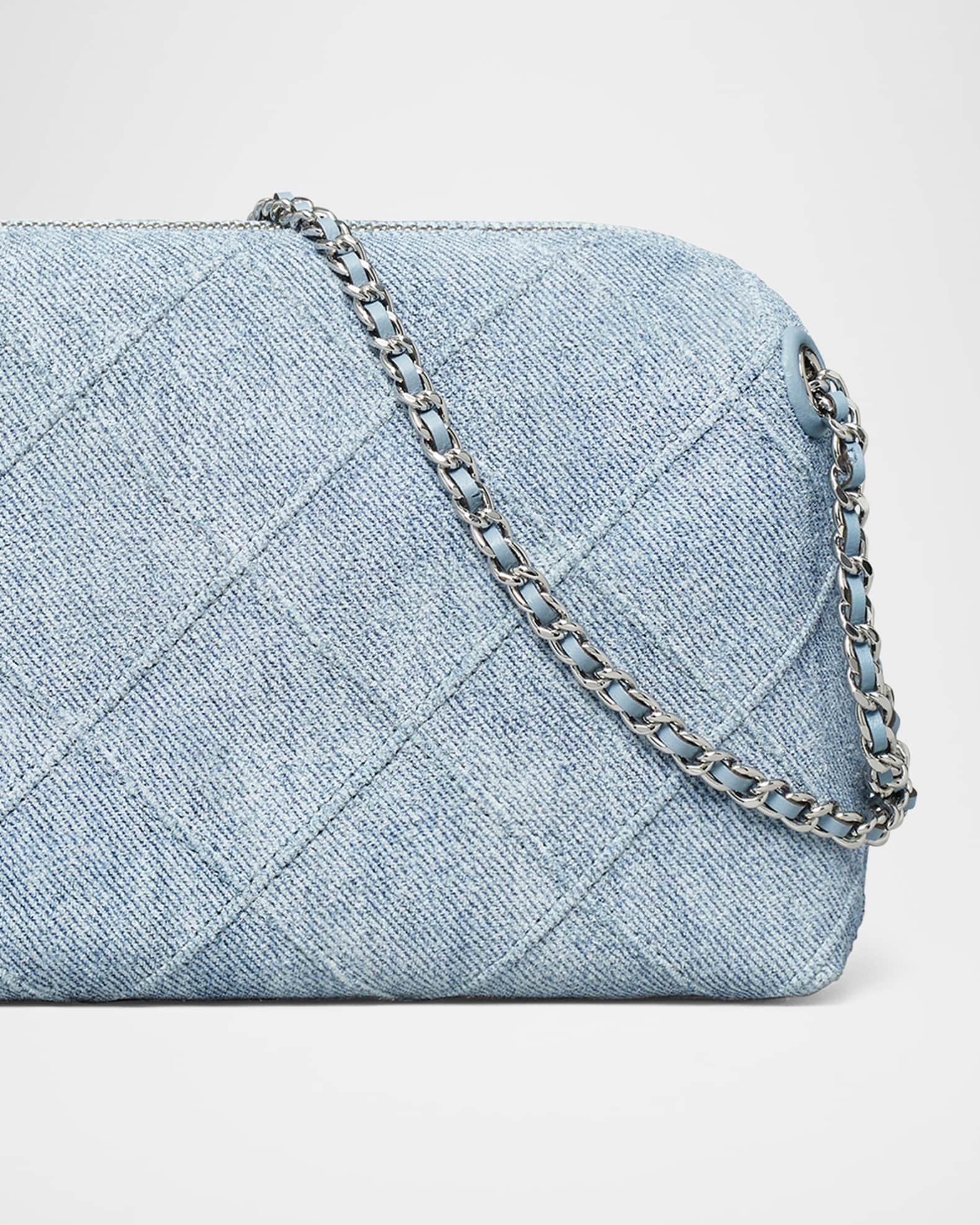 Fleming Denim-Print Suede Crossbody Bag Product Image