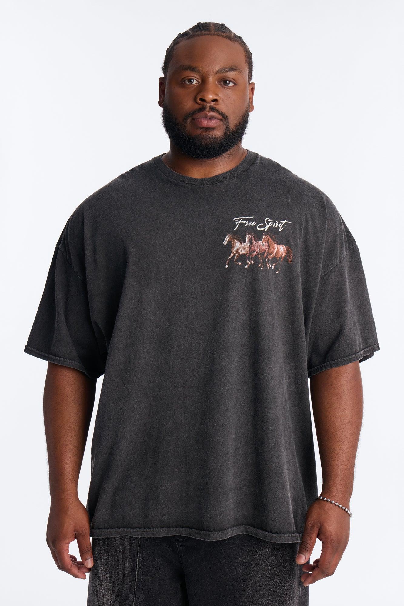 Free Spirit Vintage Oversized Short Sleeve Tee - BlackWash Male Product Image