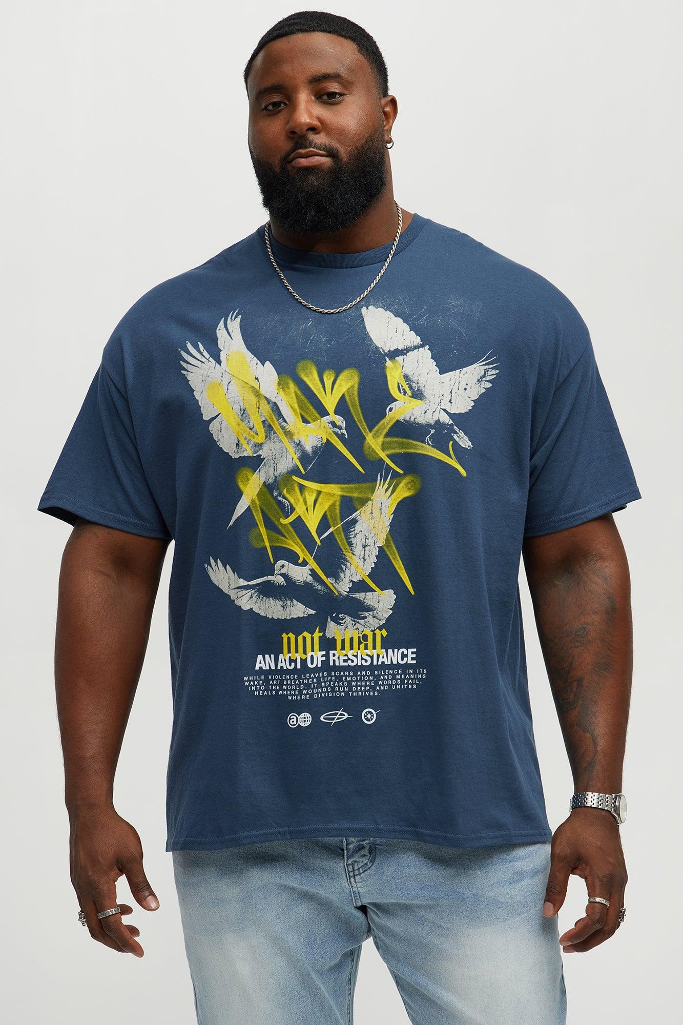 Make Art Not War Short Sleeve Tee - Blue Male Product Image