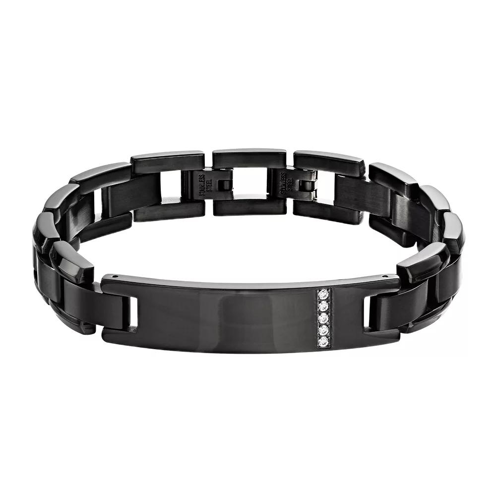 Diamond Brilliance Silver Tone Stainless Steel 1/10 Carat T.W. Lab-Created Diamond Men's Link Bracelet,  Product Image