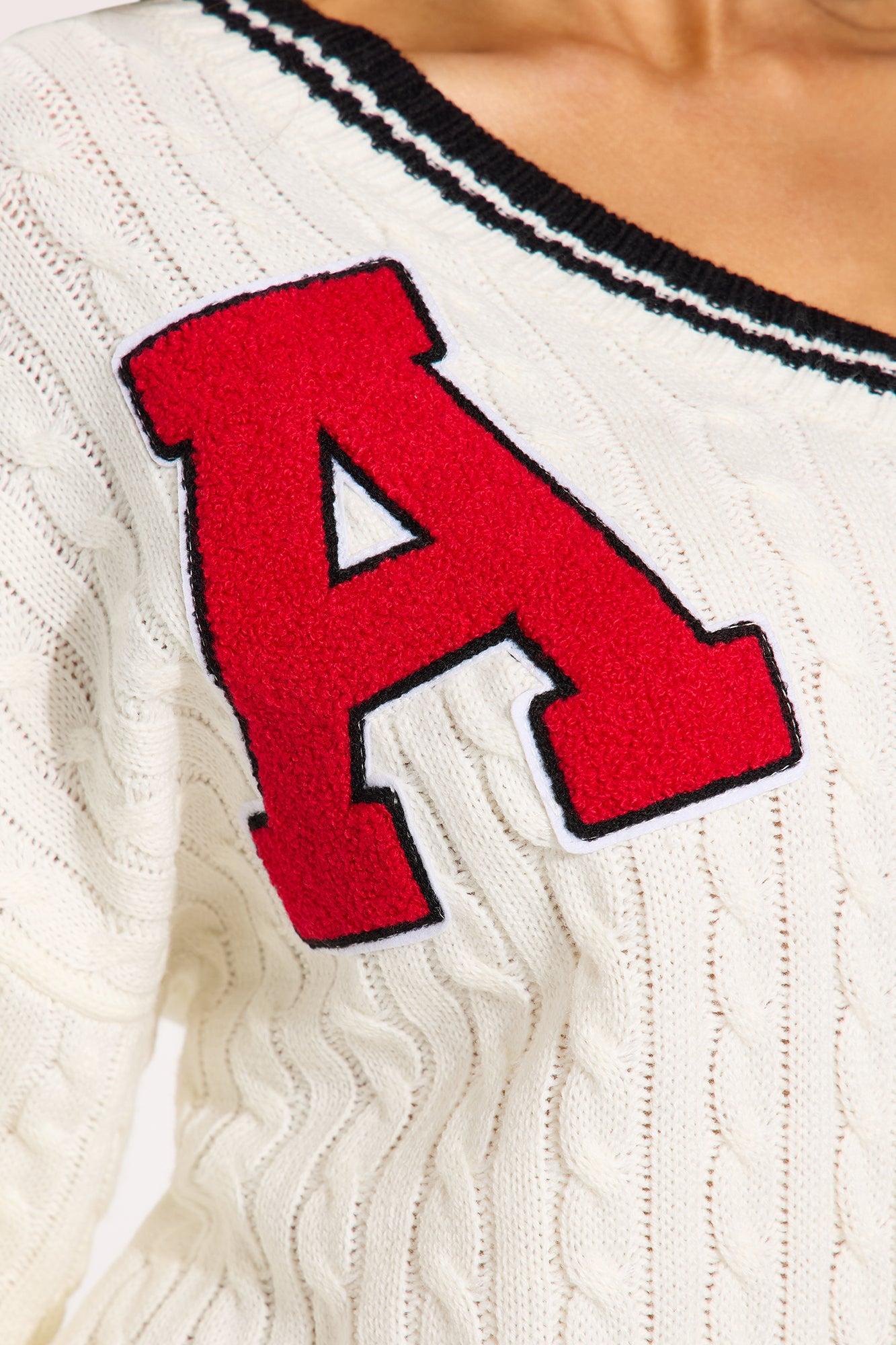 A Team Sweater Mini Dress - White Product Image