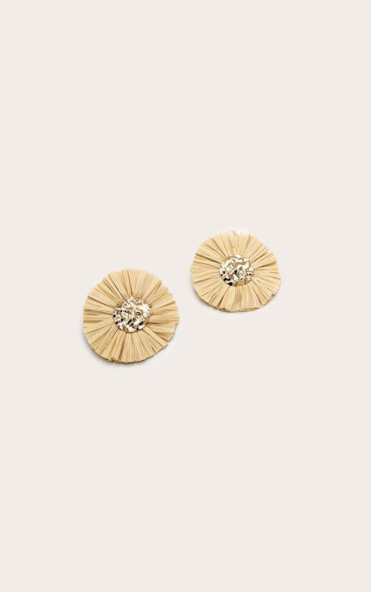 Gold Raffia Oversized Molten Detail Earrings Product Image