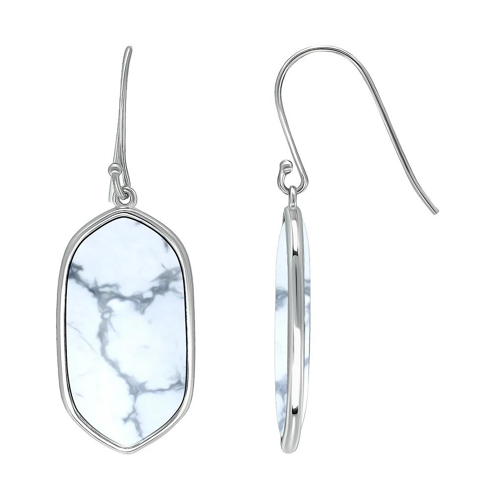 Aleure Precioso Sterling Silver Oval Gemstone Drop Earrings, Women's, White Product Image