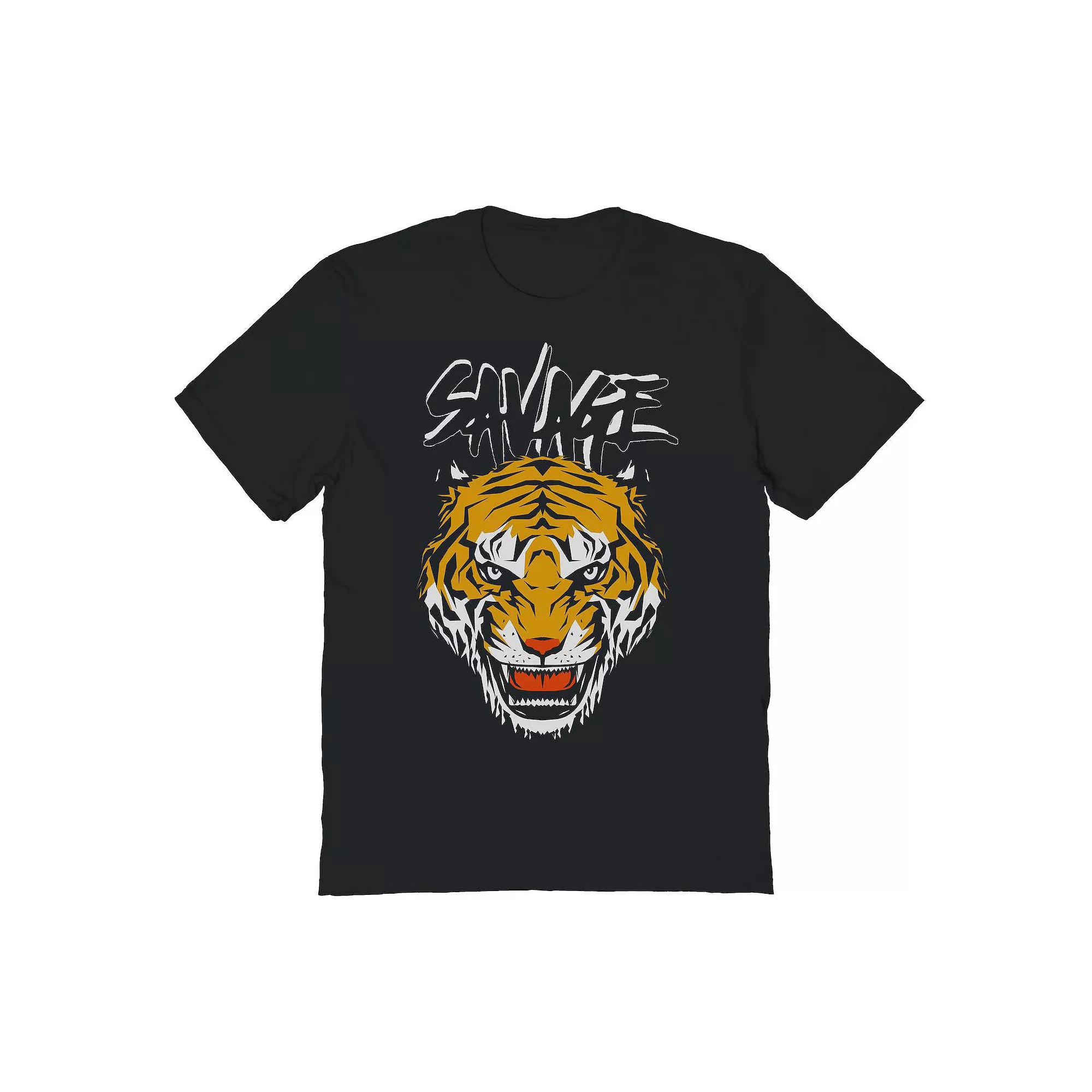 Men's Savage Growling Tiger Graphic Tee, Size: Small, Black Product Image