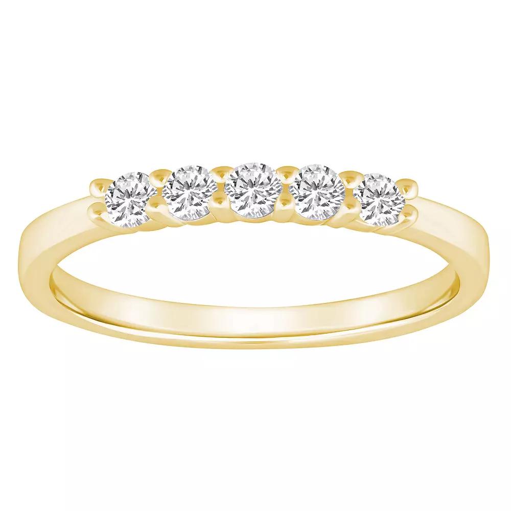 Alyson Layne 14k Gold 1/4 Carat T.W. Diamond 5-Stone Wedding Band, Women's, Size: 6, Yellow Product Image