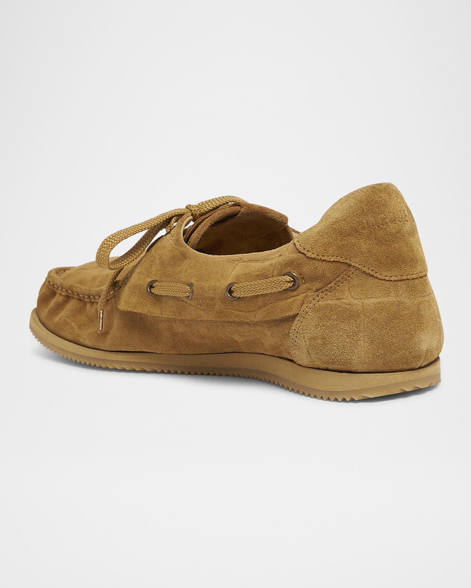 Men's Les Batto Croc-Embossed Suede Boat Shoes Product Image