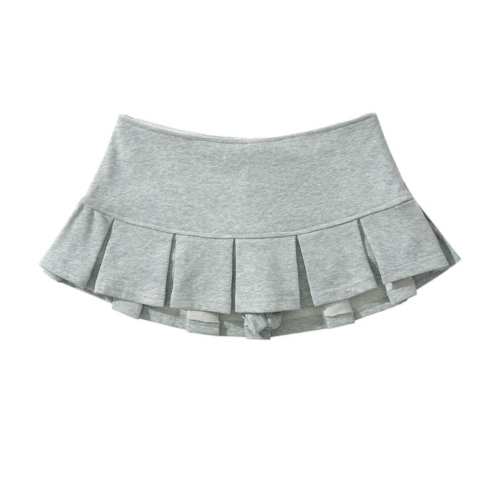 Low Rise Plain Pleated Mini A-Line Skirt Product Image