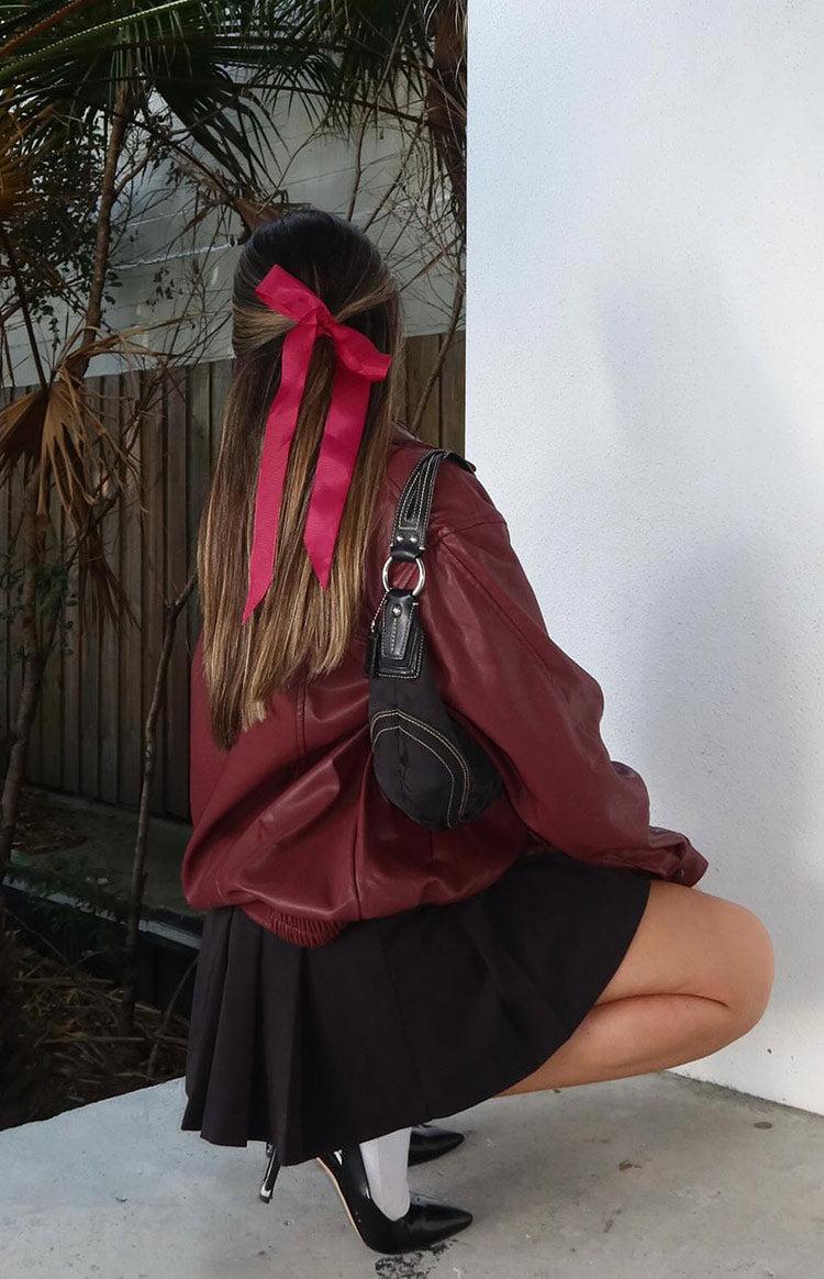 Abbi PU Red Bomber Jacket Girls Product Image