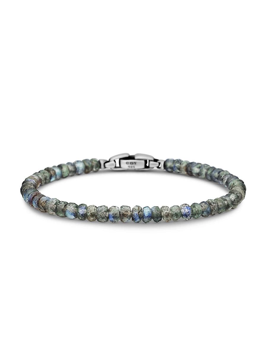 Mens Spiritual Beads Faceted Bracelet in Sterling Silver Product Image