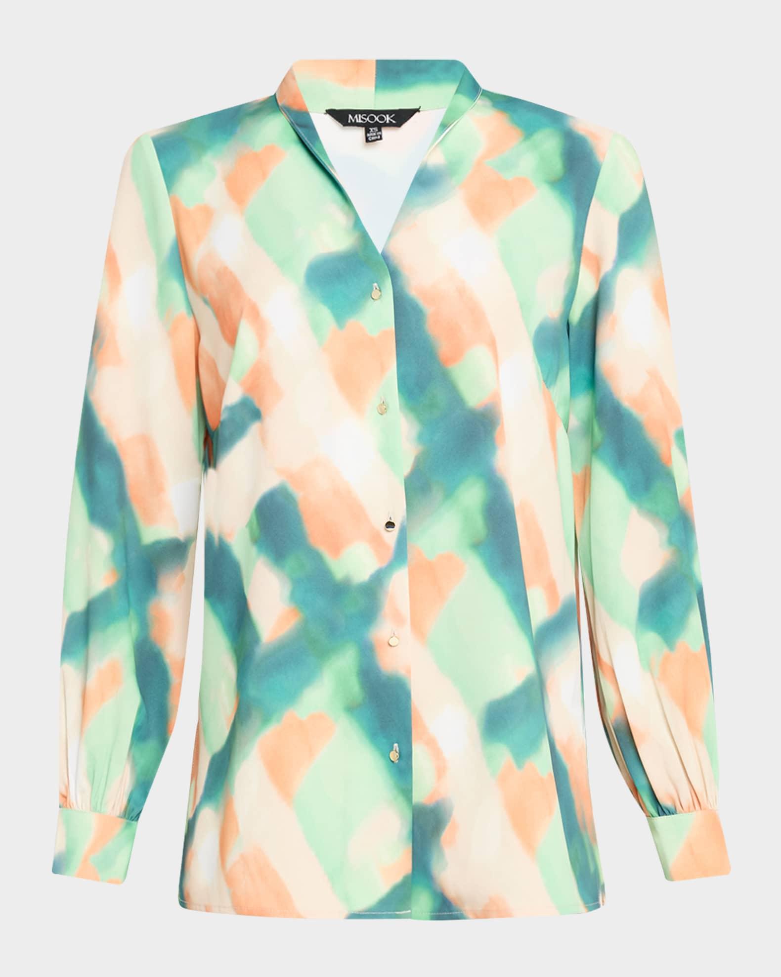Abstract-Print Crepe De Chine Blouse Product Image