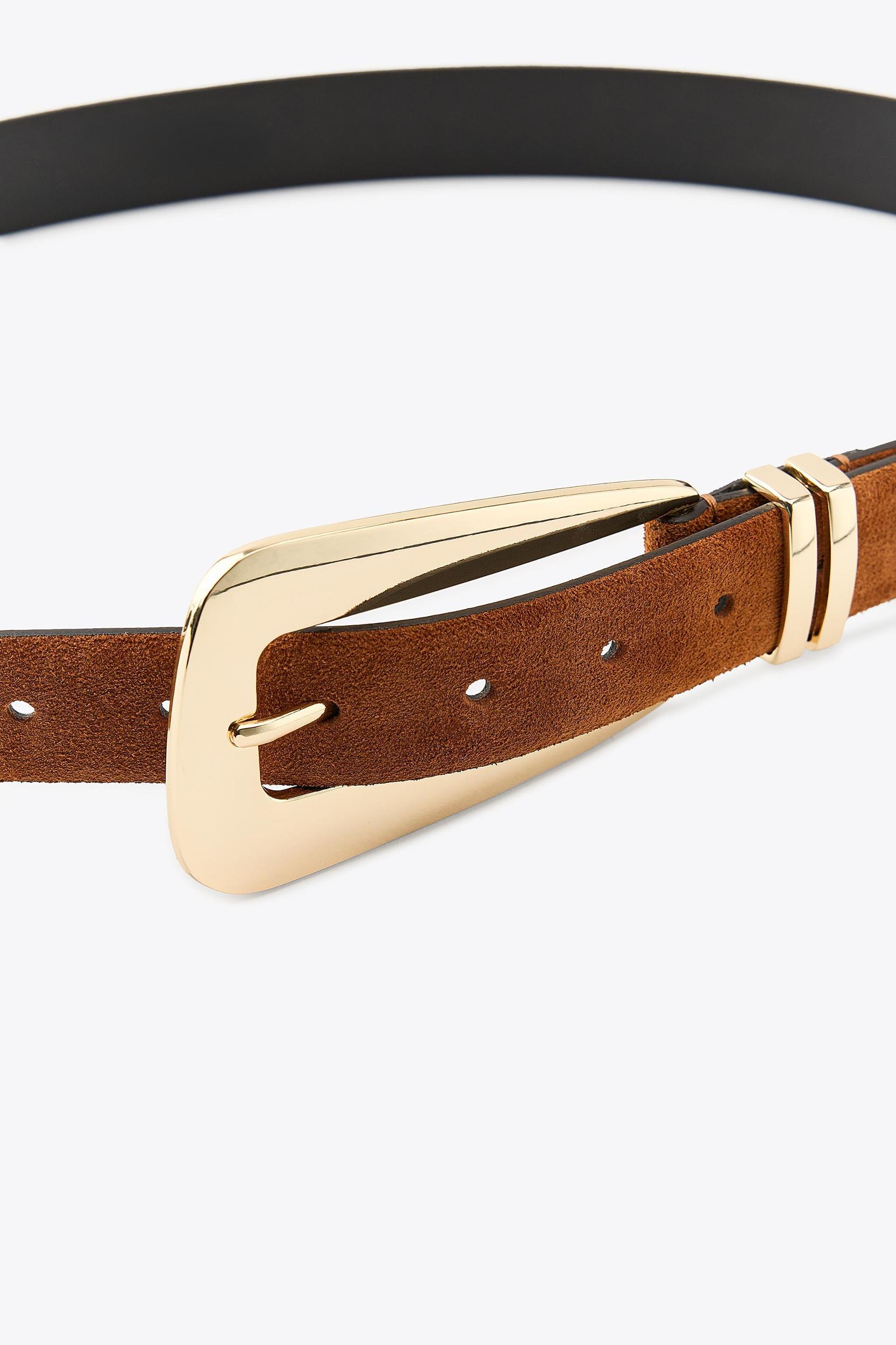 SPLIT LEATHER BELT WITH LARGE BUCKLE Product Image