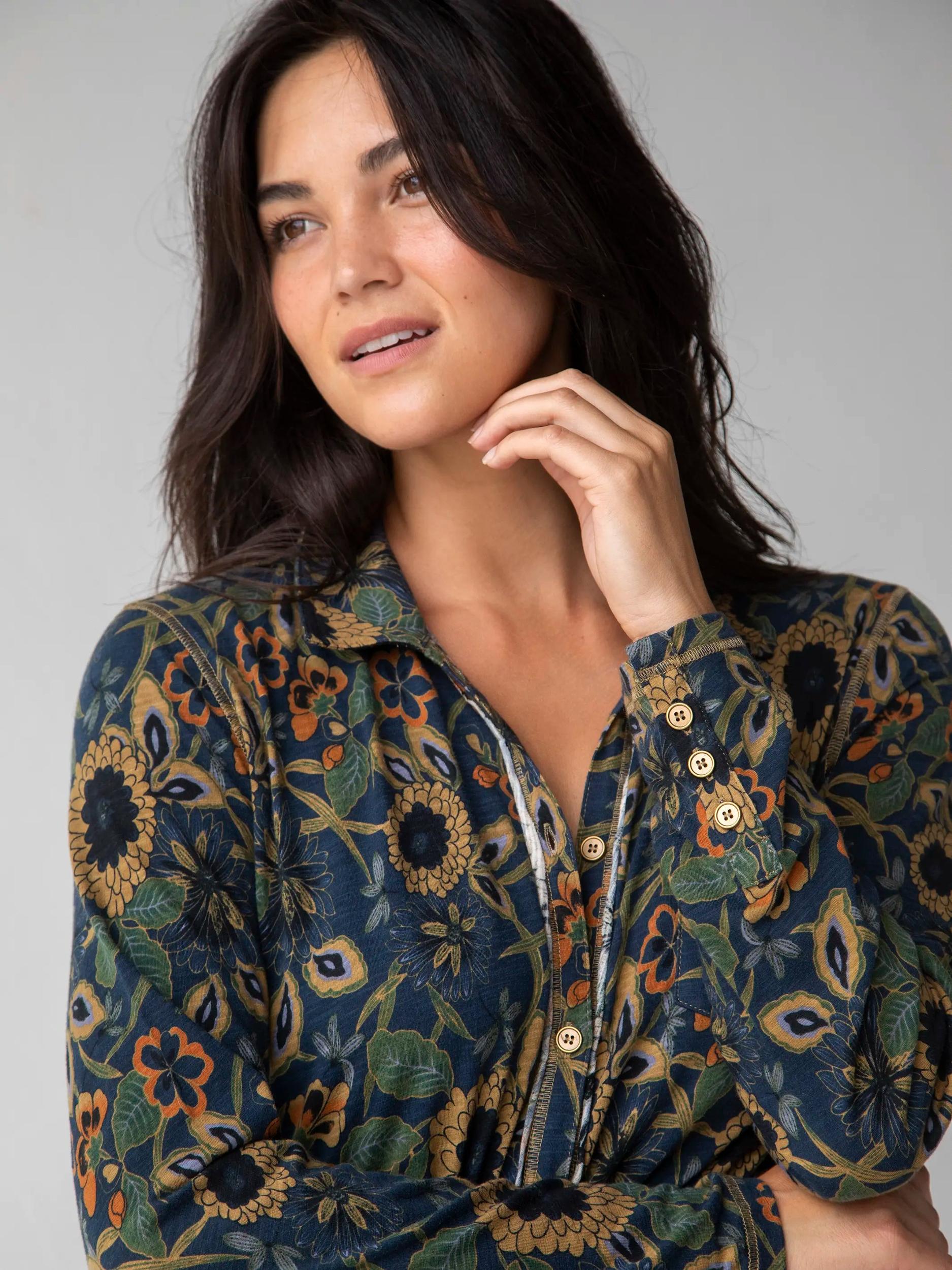 Christa Knit Cotton Maxi Dress - Black Tan Daisies Product Image