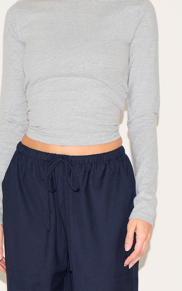 Ash Grey Premium Cotton Fitted Long Sleeve T-shirt Product Image