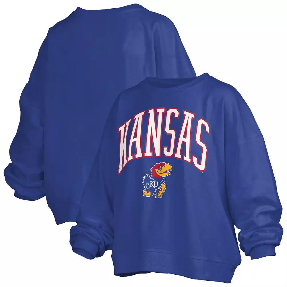 Women's Pressbox Royal Kansas Jayhawks Janise Arch Over Logo Waist Length Over Product Image