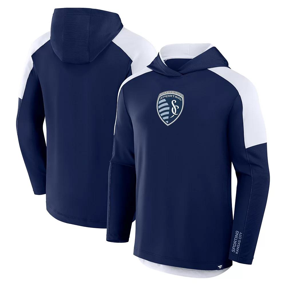 Men's Fanatics Navy Sporting Kansas City Red Card Transitional Pullover Hoodie,  Product Image