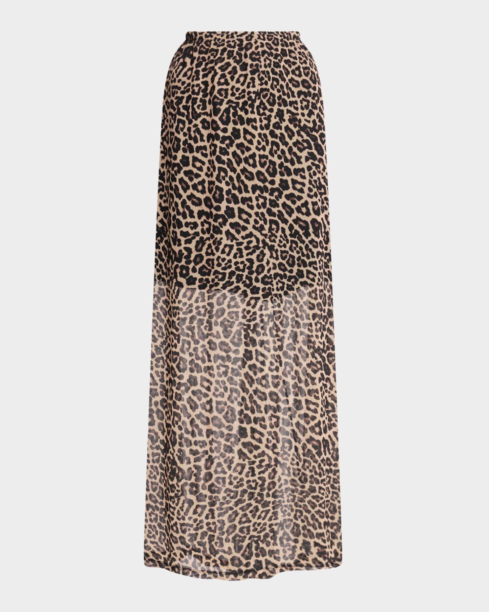 Leopard-Print Mesh Maxi Skirt Product Image