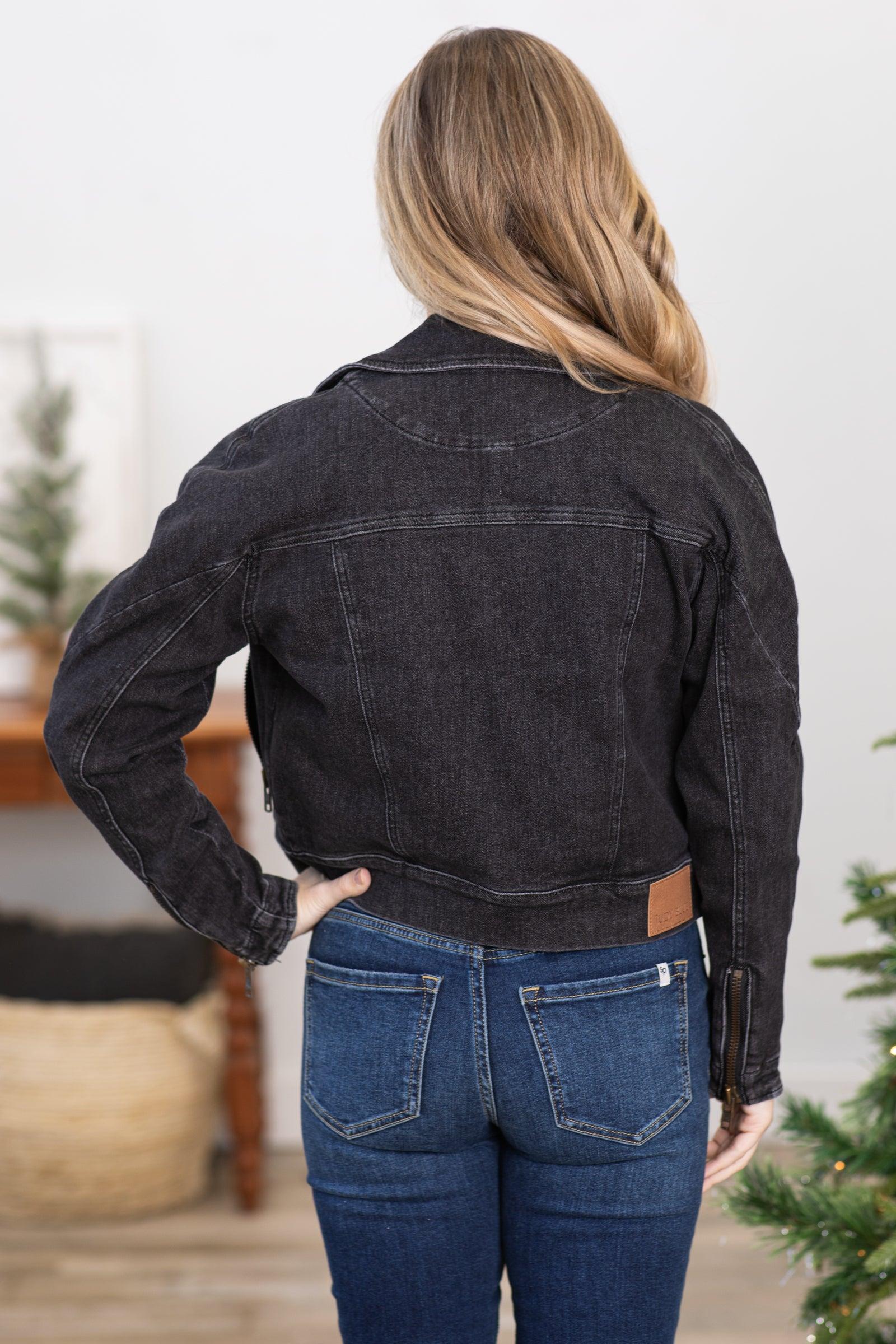 Judy Blue Black Denim Moto Jacket Product Image