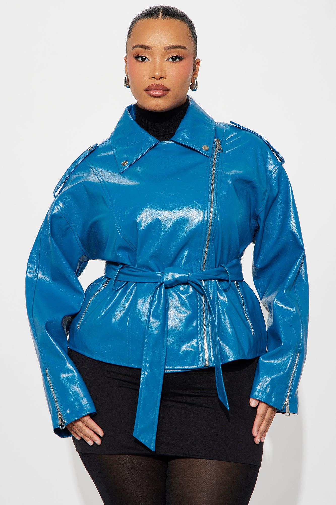Moving On Faux Leather Moto Jacket - Teal Product Image