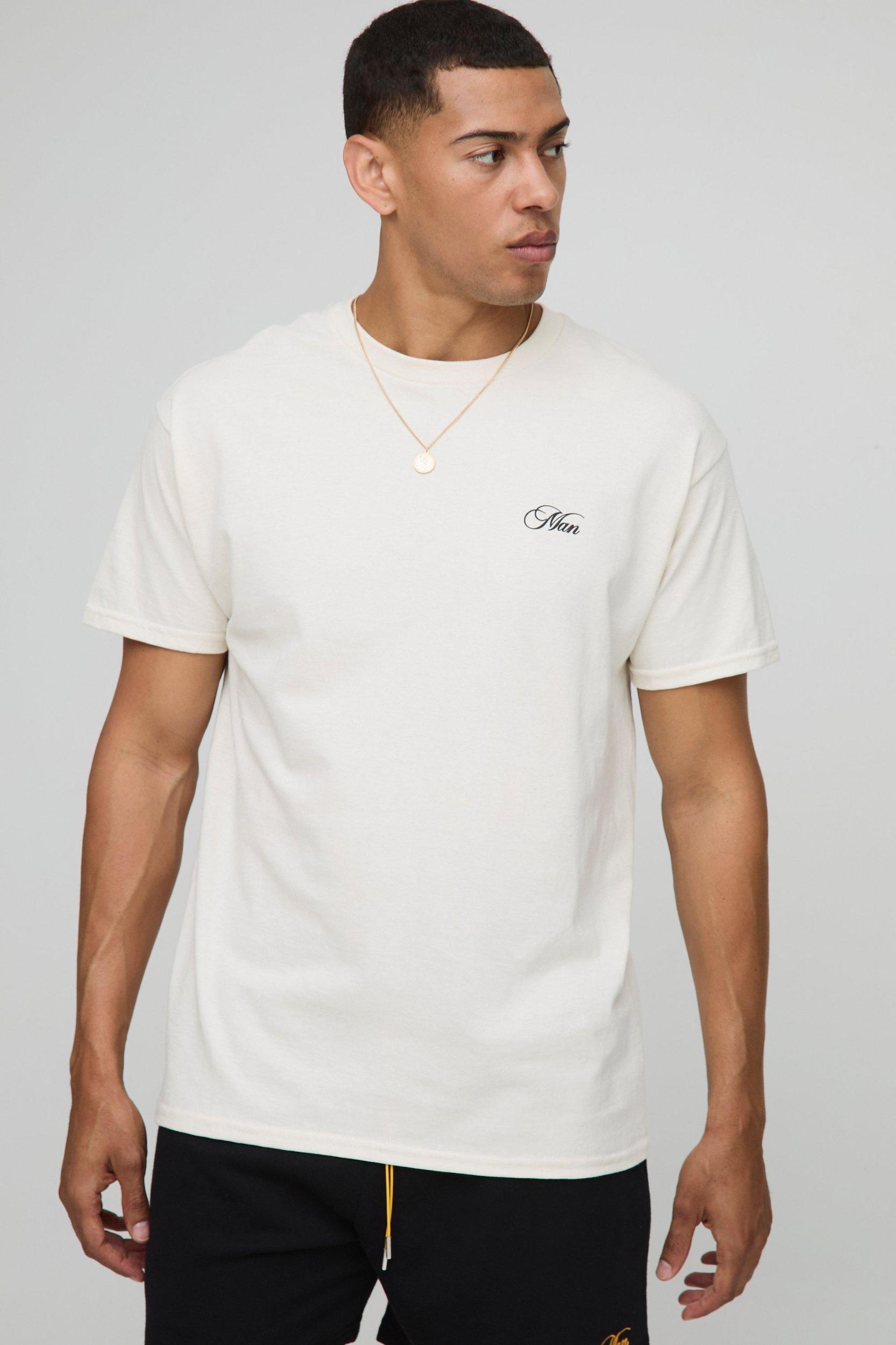 Ecru Oversized Man Los Angeles Floral Printed T-Shirt | boohooMAN USA Product Image