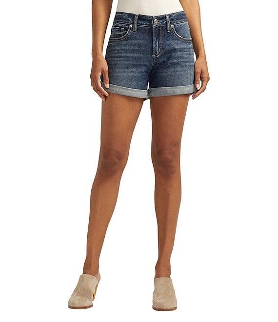 Silver Jeans Co. Mid Rise Power Stretch Rolled Cuff Boyfriend Shorts Product Image