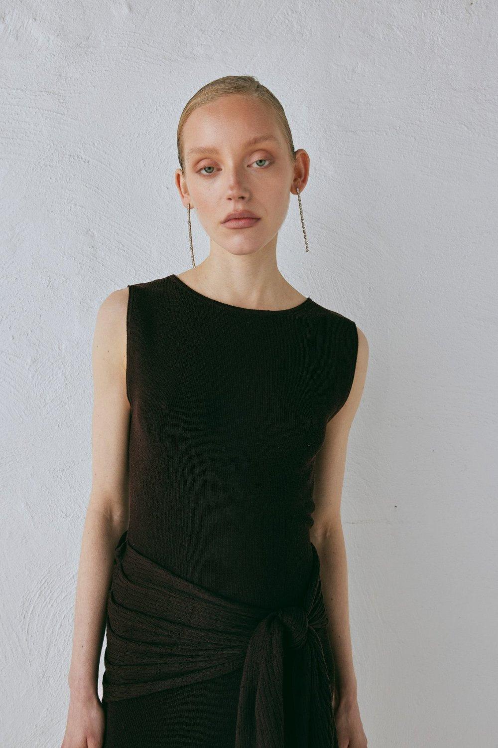 Gia Knit Midi Dress Dark Chocolate Product Image