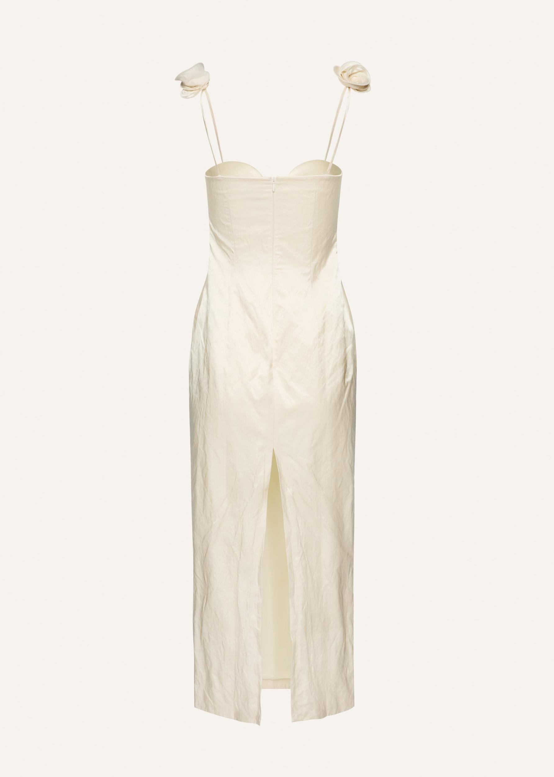 Rosette bustier midi dress in cream Product Image
