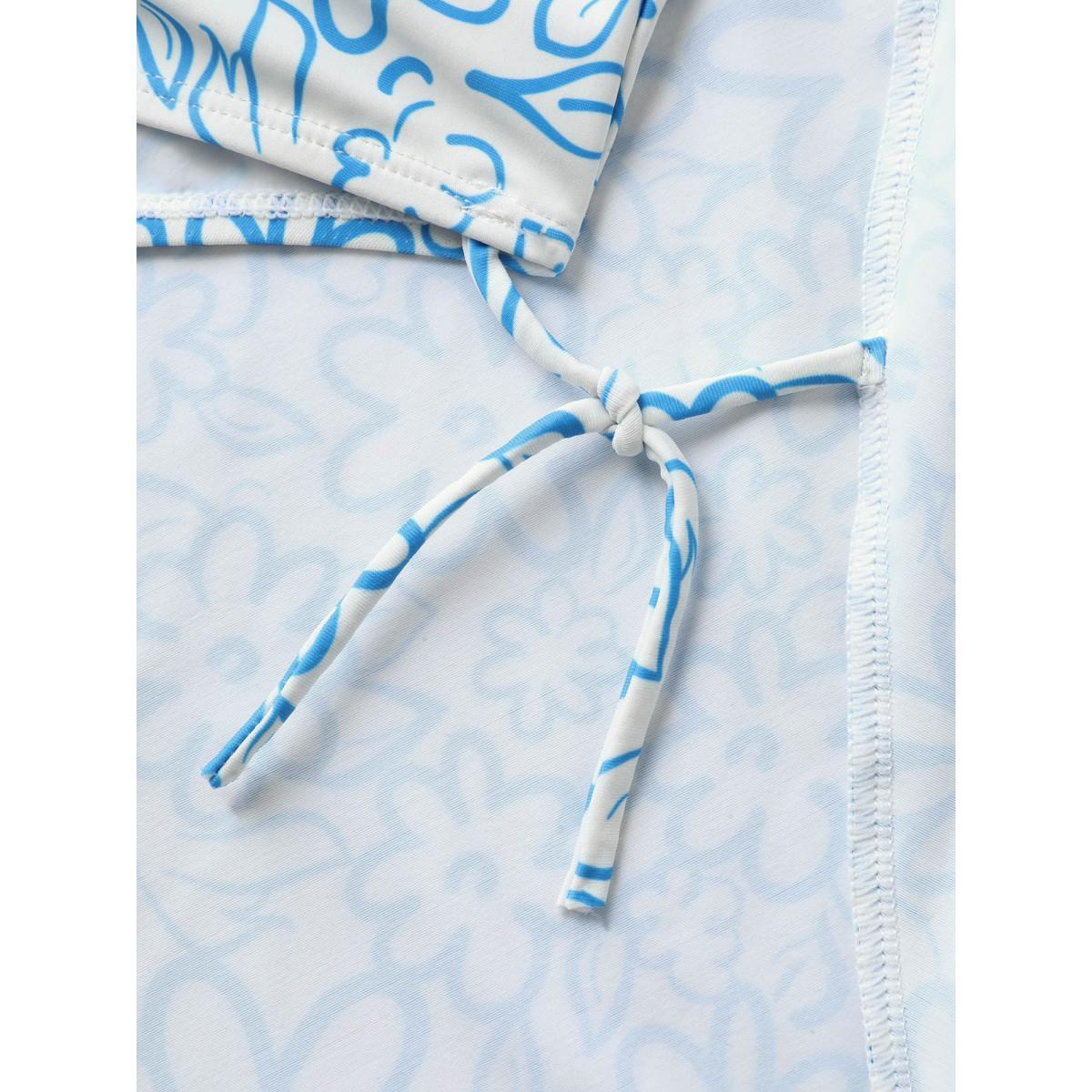 Plus Size Anti-Float Ties Twist Front Swim Dress Women's Swimwear Cerulean Beach Bodycon Heart neckline High stretch Curve Swim Dresses BloomChic 28/5X Product Image