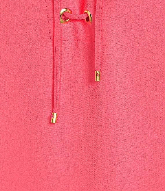 Trina Turk Catamaran Georgette Lace Up V-Neck Long Sleeve Dress Product Image