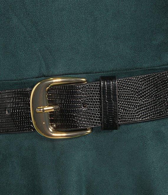 Calvin Klein Scuba Suede Crew Neck Sleeveless A-Line Belted Midi Dress Product Image