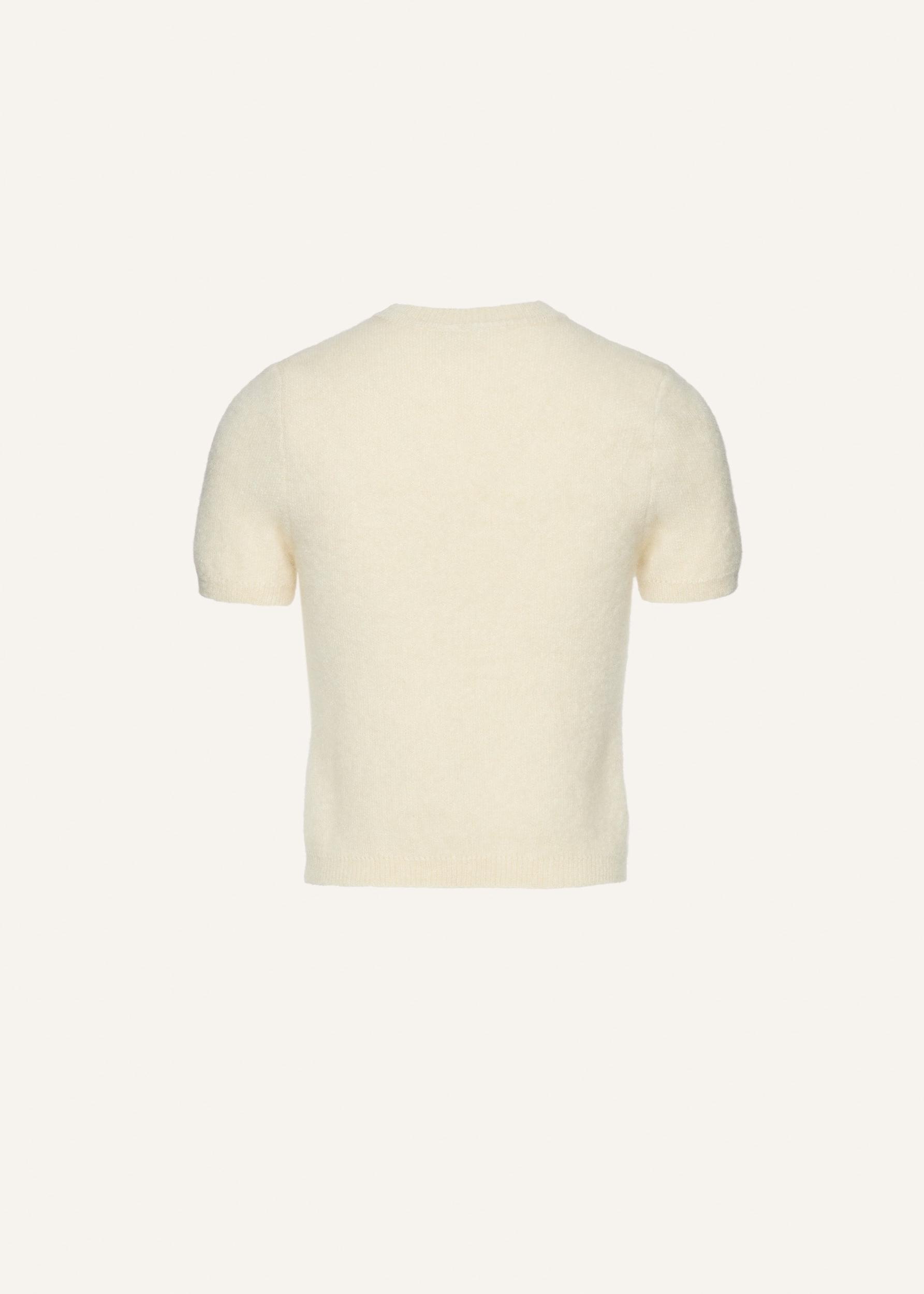 Short-sleeve mohair knit top in cream Product Image