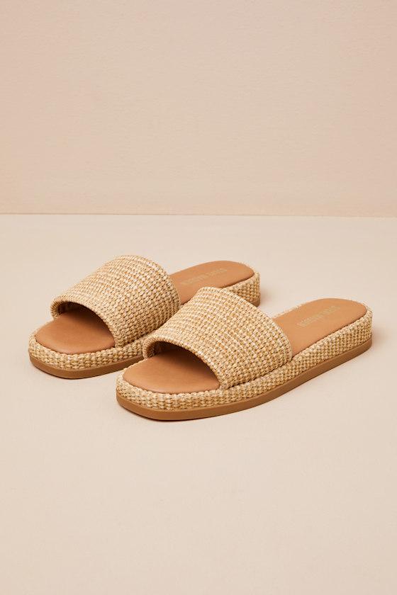 Boardwalk Natural Raffia Slide Sandals Product Image