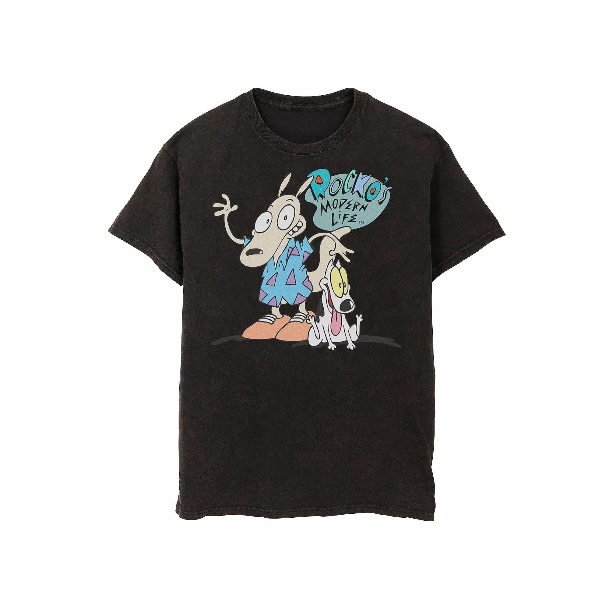 Mens Nickelodeon Rockos Modern Life Mineral Wash Graphic Tee Product Image
