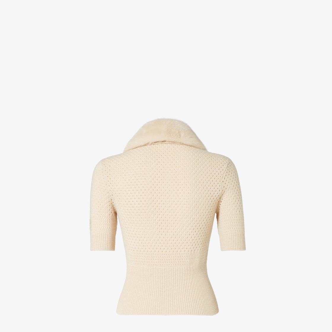 Polo shirtBeige wool and cashmere polo shirt Product Image
