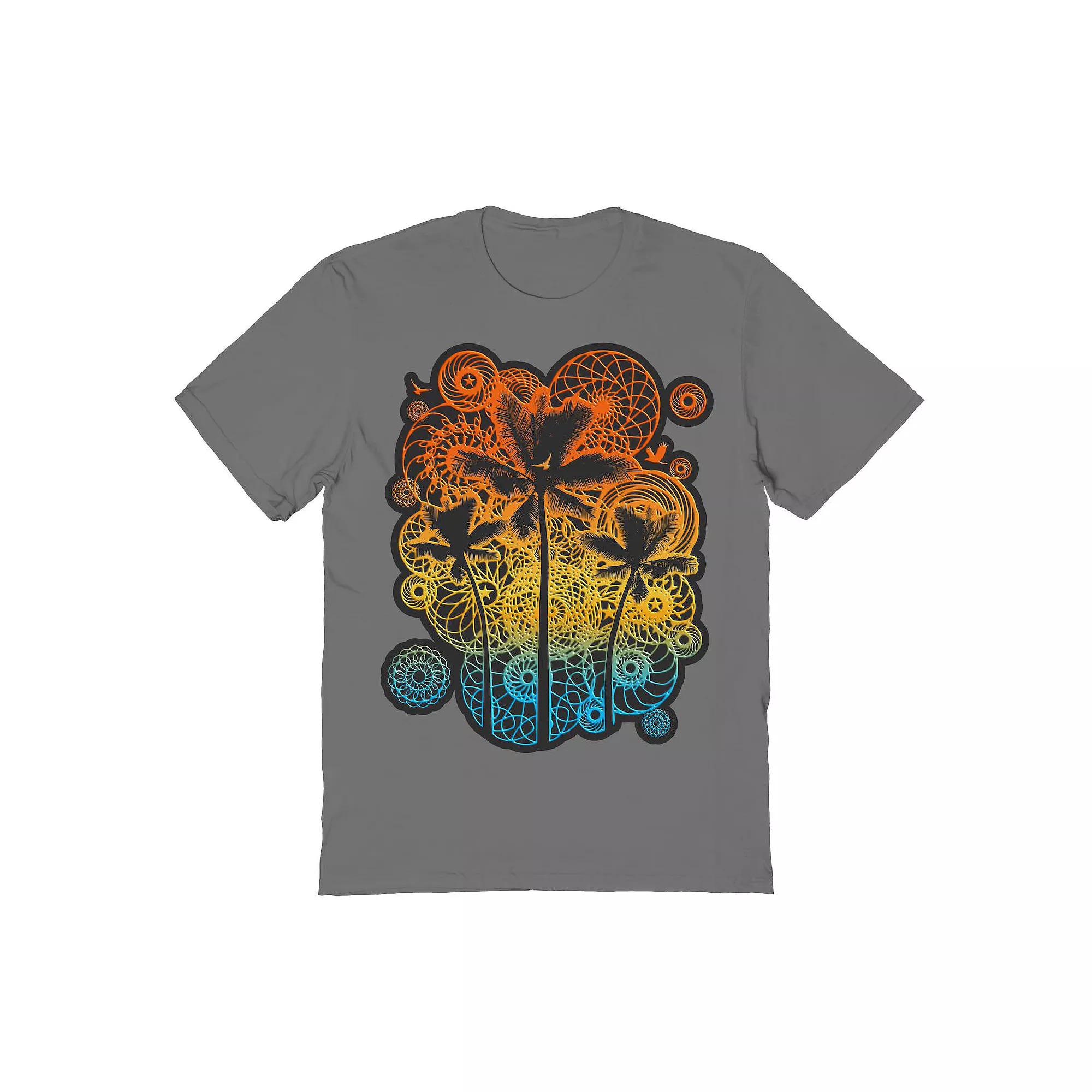 Men's COLAB89 by Threadless Palm Tree Geometry Sunset Graphic Tee, Size: Small, Grey Product Image