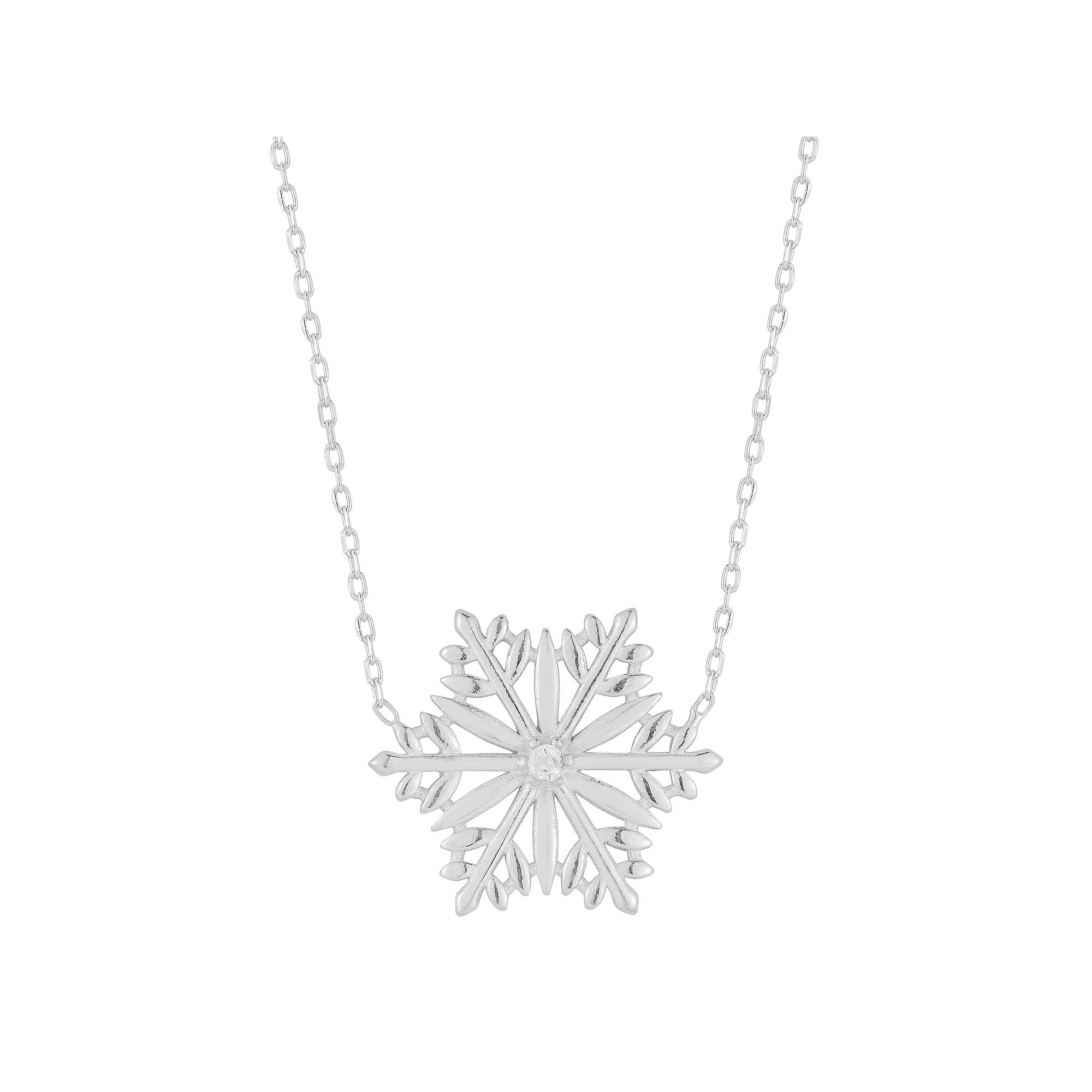 Sunkissed Sterling Cubic Zirconia Snowflake Pendant Necklace, Women's, Silver Tone Product Image