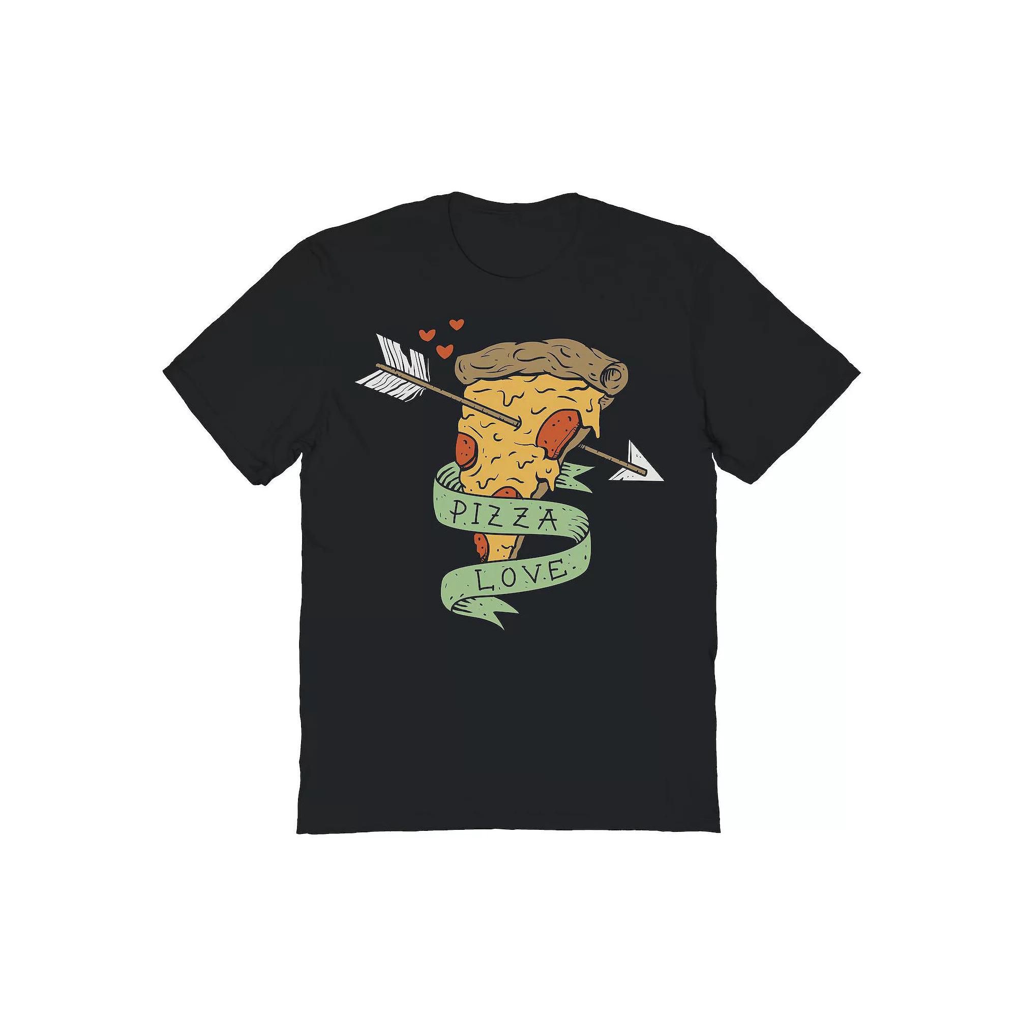 Men's Pizza Love Valentine's Graphic Tee, Size: Large, Black Product Image
