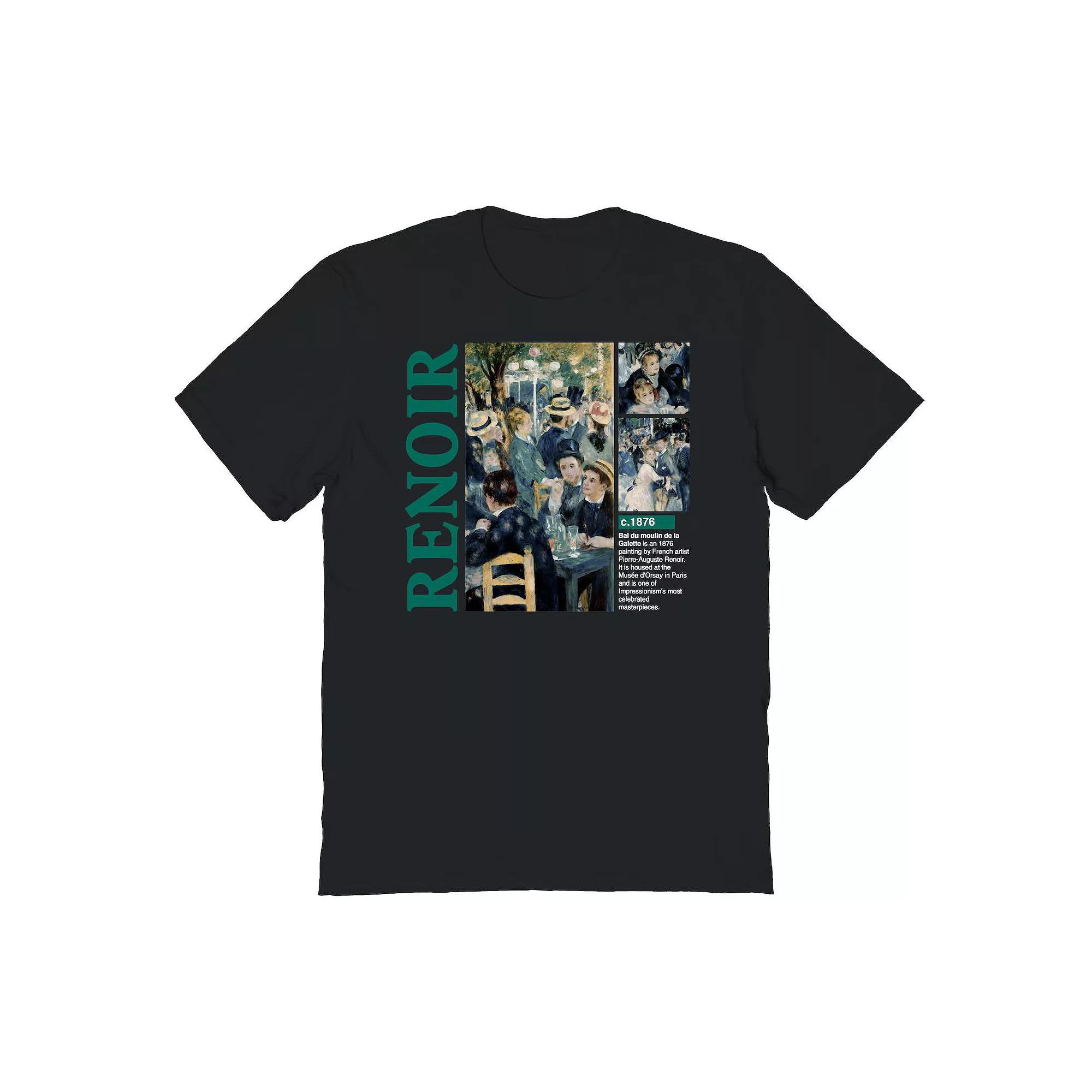 Men's Renoir's Bal Du Moulin Fine Art Graphic Tee, Size: Small, Black Product Image